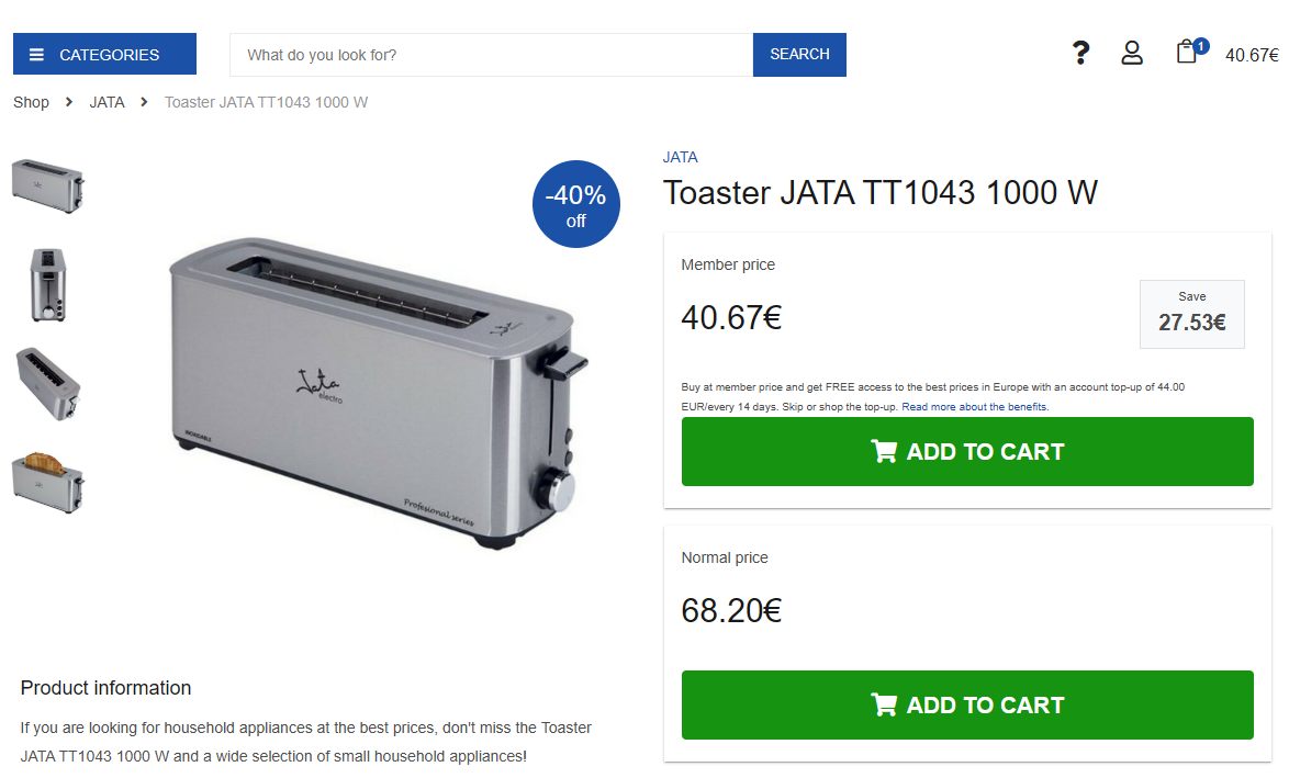 A silver toaster with a price tag

Description automatically generated