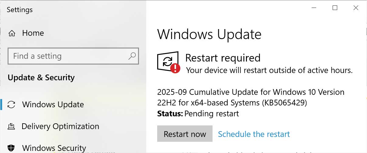 Windows 10 KB5065429 update