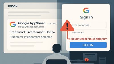 New Google AppSheet Phishing Scam Deliver Fake Trademark Notices