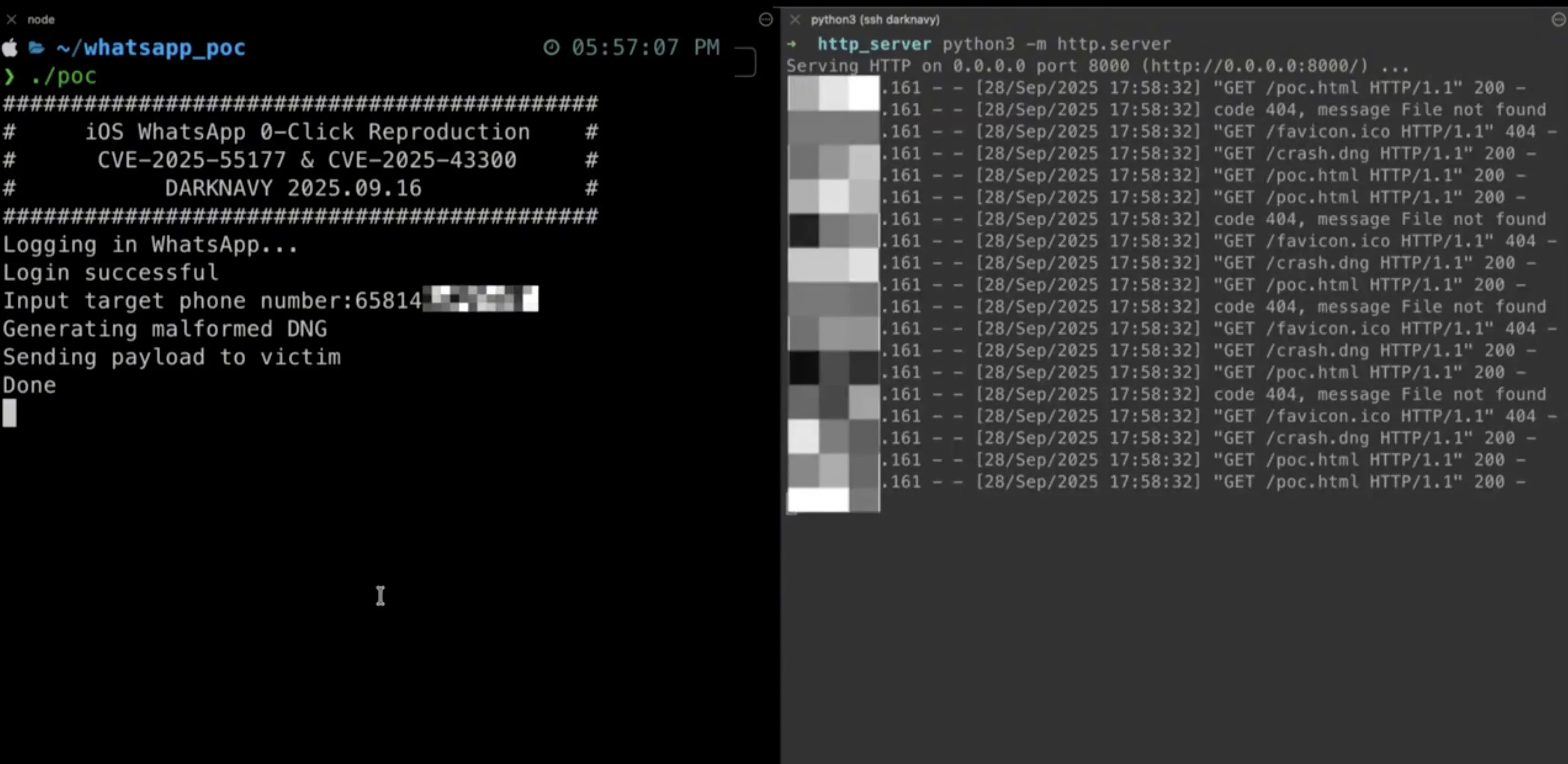 0-click Attack PoC WhatsApp