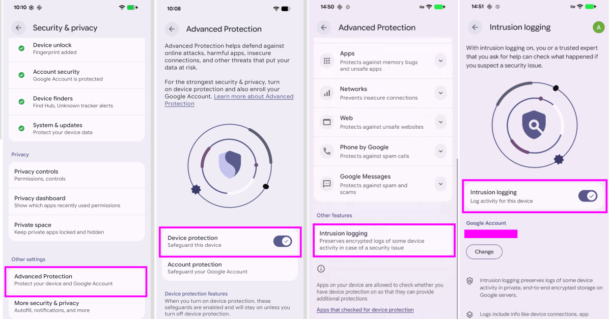 Android Adds Intrusion Logging for Sophisticated Spyware Forensics