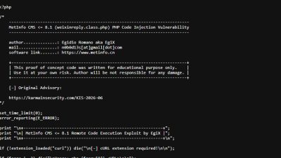 MetInfo CMS CVE-2026-29014 Exploited for Remote Code Execution Attacks