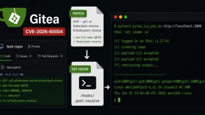 New Gitea RCE Lets Repository Writers Plant a Git Hook to Run Shell Commands